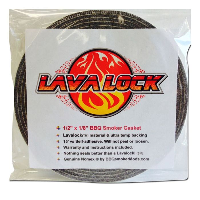 Grey Lavalock® Gasket High Temp BBQ Smoker Grill Self Stick 1" x 1/4" x 15' 