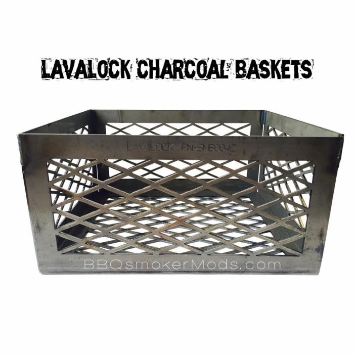 LavaLock Heavy Duty 12 x 10 x 6 Charcoal basket lump wood coal BBQ smoker  LASER 